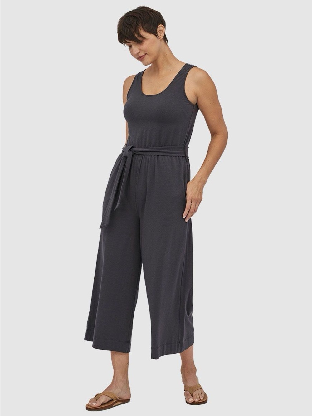 Patagonia Sleeveless Wide-Leg Jumpsuit with Tie Waist - Charcoal